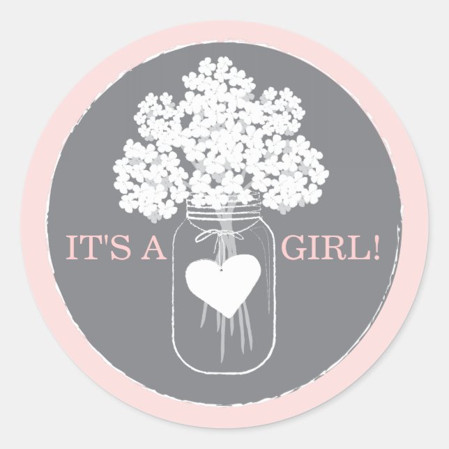 Sweet Mason Jar Baby Shower Favour Sticker (Front)