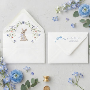 Sweet Meadow Bunny & Wildflowers Baby Shower Envelope