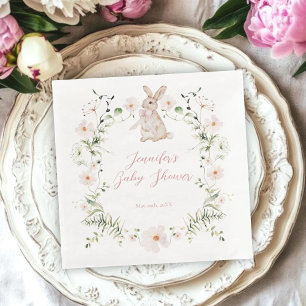 Sweet Meadow Bunny & Wildflowers Baby Shower Napkin