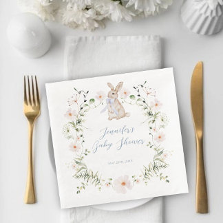 Sweet Meadow Bunny & Wildflowers Baby Shower Napkin