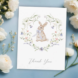 Sweet Meadow Bunny & Wildflowers Baby Shower Thank You Card