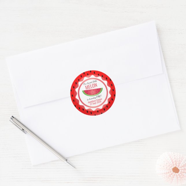 Sweet Melon Birthday Classic Round Sticker (Envelope)
