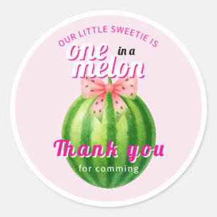 Sweet Melon First Birthday Party Classic Round Sticker