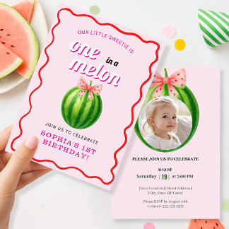 Sweet Melon First Birthday Party Invitation