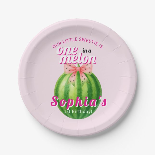 Sweet Melon First Birthday Party Paper Plate (Front)