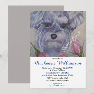 SWEET MINI SCHNAUZER PUPPY WISHES HAPPY BIRTHDAY INVITATION