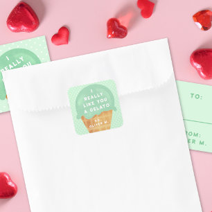 Sweet Mint Gelato Classroom Valentine's Day  Square Sticker