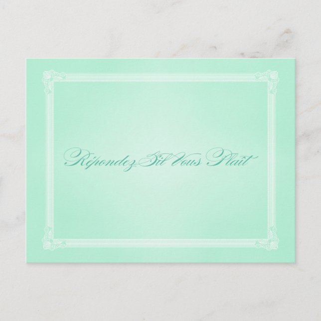 Sweet Mint Green Poster Style RSVP Postcard (Front)