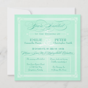 Sweet Mint Green Poster Style Wedding Invitation