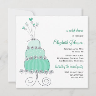 Sweet Mint Wedding Cake Chic Bridal Shower Invite