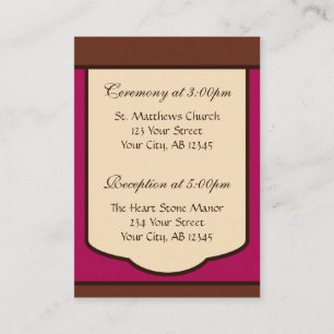 Sweet Mocha & Fuchsia Wedding Guest Reference Card