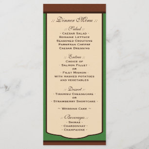 Sweet Mocha & Green Wedding Reception Menus