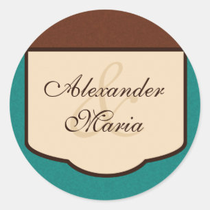 Sweet Mocha & Teal Wedding Envelope Seals