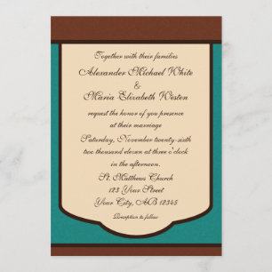Sweet Mocha & Teal Wedding Invitations