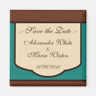 Sweet Mocha & Teal Wedding Save the Date Magnet