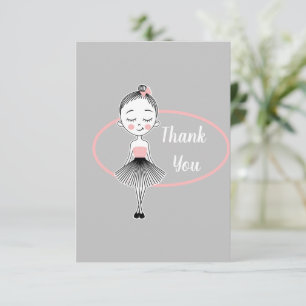 Sweet Modern Ballet Girl Thank You Flat Card