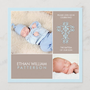 Sweet & Modern Baptism Baby Boy Invitation