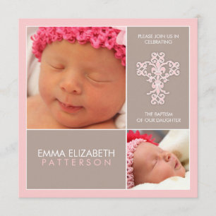 Sweet & Modern Baptism Baby Girl Invitation
