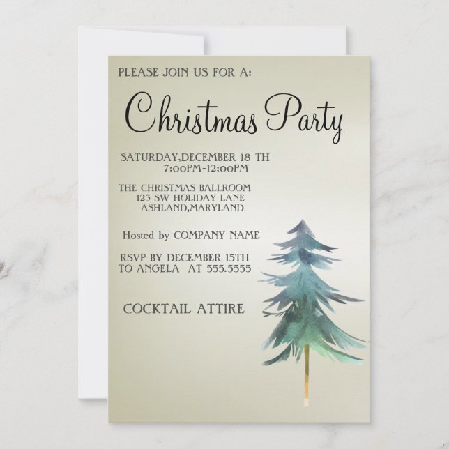 Sweet, Modern, Cool,  Christmas Tree  Invitation (Front)
