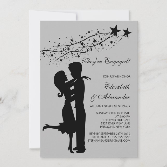 Sweet Modern Couple in Love Engagement Invitations (Front)