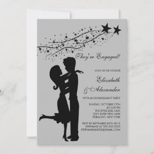 Sweet Modern Couple in Love Engagement Invitations