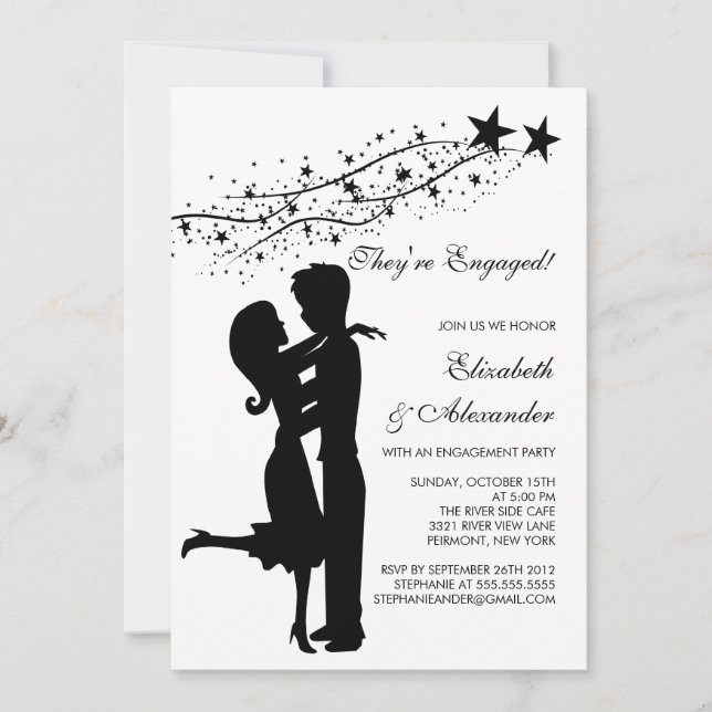 Sweet Modern Couple in Love Engagement Invitations (Front)
