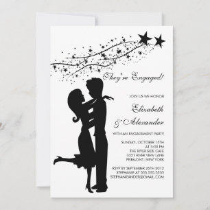 Sweet Modern Couple in Love Engagement Invitations