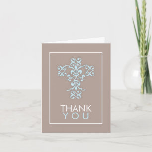 Sweet & Modern Cross in Blue Thank You Card