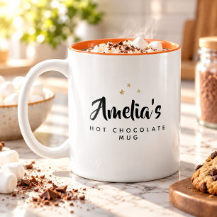 Sweet Modern Custom Name Script Hot Chocolate Mug