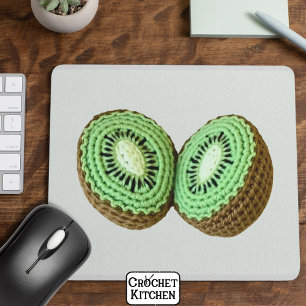 Sweet Modern Minimal Green Crochet Kiwi Fruit Mouse Mat