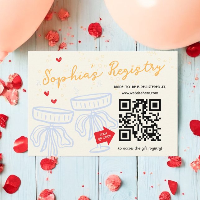 Sweet Modern Script Coquette Bow Registry Enclosure Card (Creator Uploaded)