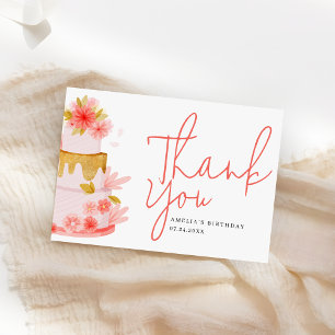 Sweet Modern Script Girls Birthday Party Thank You Card