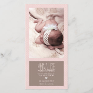 Sweet Moment Photo Baby Girl Birth Announcement