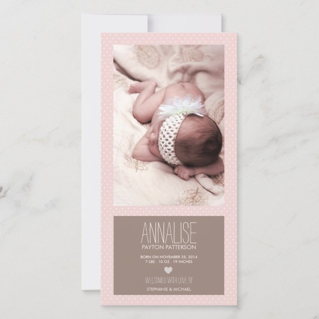Sweet Moment Photo Baby Girl Birth Announcement (Front)