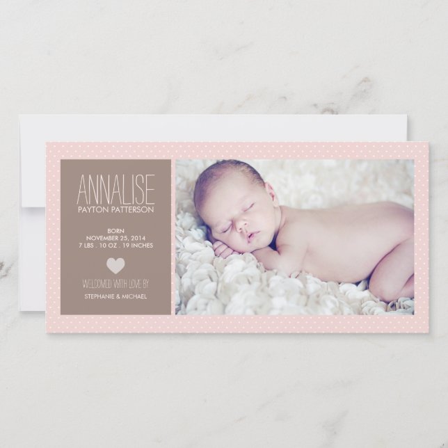 Sweet Moment Photo Baby Girl Birth Announcement (Front)