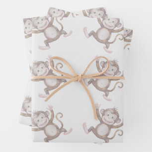 Sweet monkey baby Shower pattern Wrapping Paper Sheet