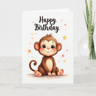 Sweet Monkey Birthday Card