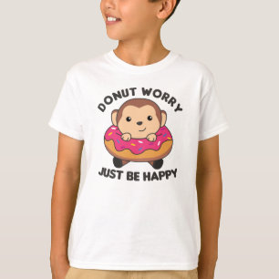 Sweet Monkey Funny Animals In Doughnut Pink T-Shirt