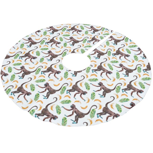 Sweet Monkeys Juggling Bananas Brushed Polyester Tree Skirt (Angled)