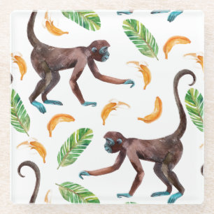 Sweet Monkeys Juggling Bananas Glass Coaster