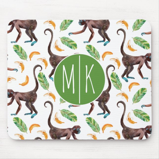 Sweet Monkeys Juggling Bananas | Monogram Mouse Mat (Front)