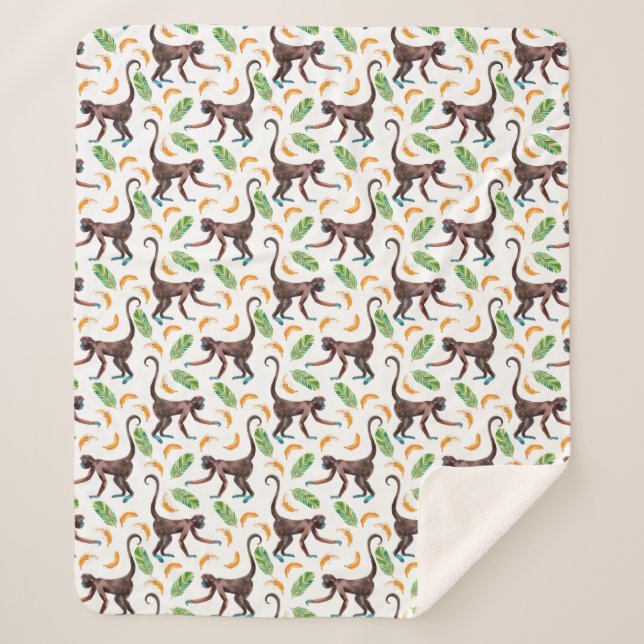 Sweet Monkeys Juggling Bananas Sherpa Blanket (Front)