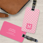 Sweet Monogram Baby Pink Gingham Luggage Tag<br><div class="desc">Travel in style with this sweet monogram luggage tag featuring a pink square against a baby pink gingham pattern on the front with a match pink back side. Personalise it by replacing the placeholder text. For more options such as to change the font and it's size/colour or the spacing between...</div>