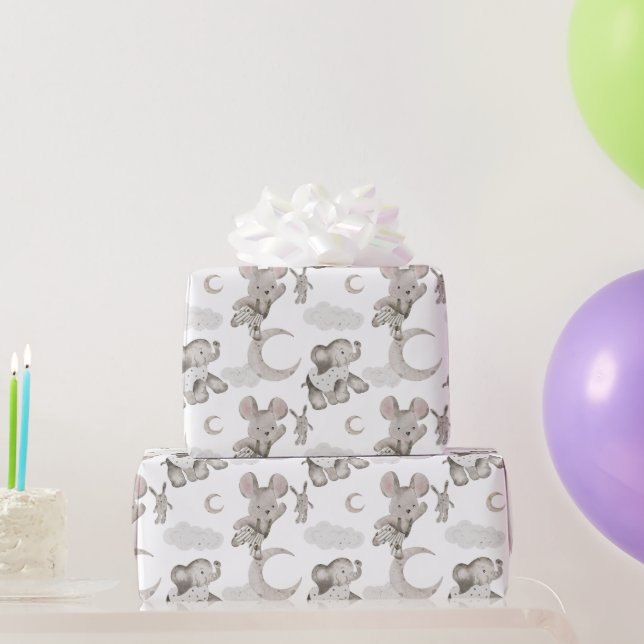 Sweet Moon Dreams Mouse, Toy Bunny, Elephant Wrapping Paper (Party Gifts)