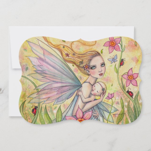 Sweet Mother and Baby Fairy Baby Shower Invites (Front)