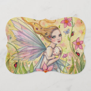 Sweet Mother and Baby Fairy Baby Shower Invites
