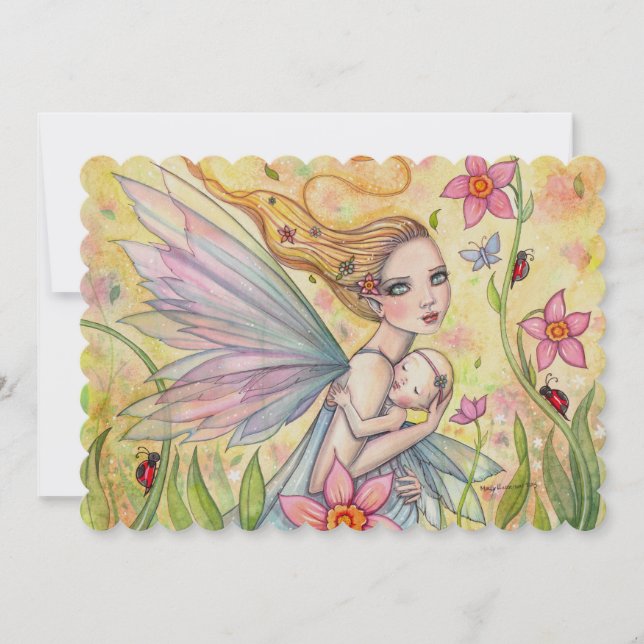 Sweet Mother and Baby Fairy Baby Shower Invites (Front)