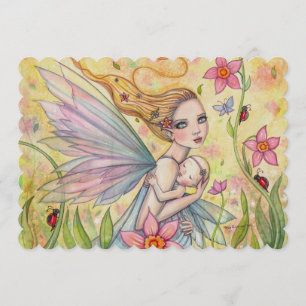Sweet Mother and Baby Fairy Baby Shower Invites