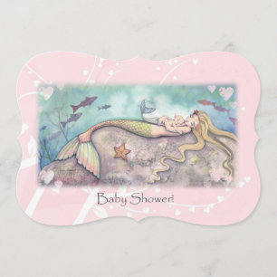 Sweet Mother and Baby Mermaid Baby Shower Invites