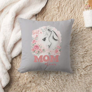 Sweet Mother and Child Watercolor Roses "Best Mom  Cushion